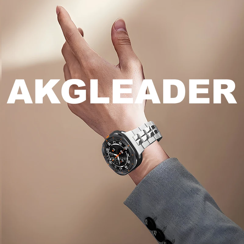 AKGLEADER No gaps butterfly Titanium Strap for Samsung Galaxy Watch 7 Ultra Bracelet One Click Attachment watch7ultra 47mm  Band