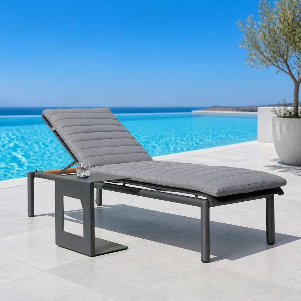 dg- Cambridge Day Bed Comfortable Sun Lounger Set with Side Table UV Resistant Aluminum Frame for Outdoor Leisure