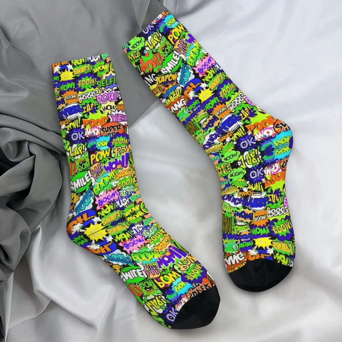 Men's Socks Comic Book Explosion Vintage Graffiti Art Pattern Stockings Autumn Gothic Soft Breathable Socks Graphic Socks