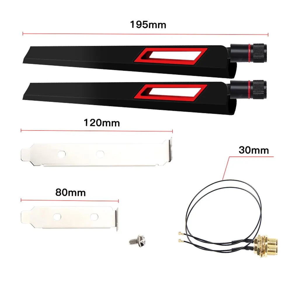 FENVI 2PcsX10Dbi Antenna Set AX210 NGFF WiFi Card 2.4/5GHz Dual Band M.2 MHF4 Extension Cable To Wi-Fi RP-SMA For AX210/AX200NGW