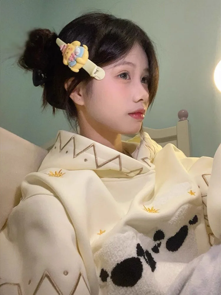 

Женская свободная флисовая куртка-худи Sweet Sister с вышивкой, осенне-зимняя новинка, повседневная верхняя одежда в стиле кэжуал