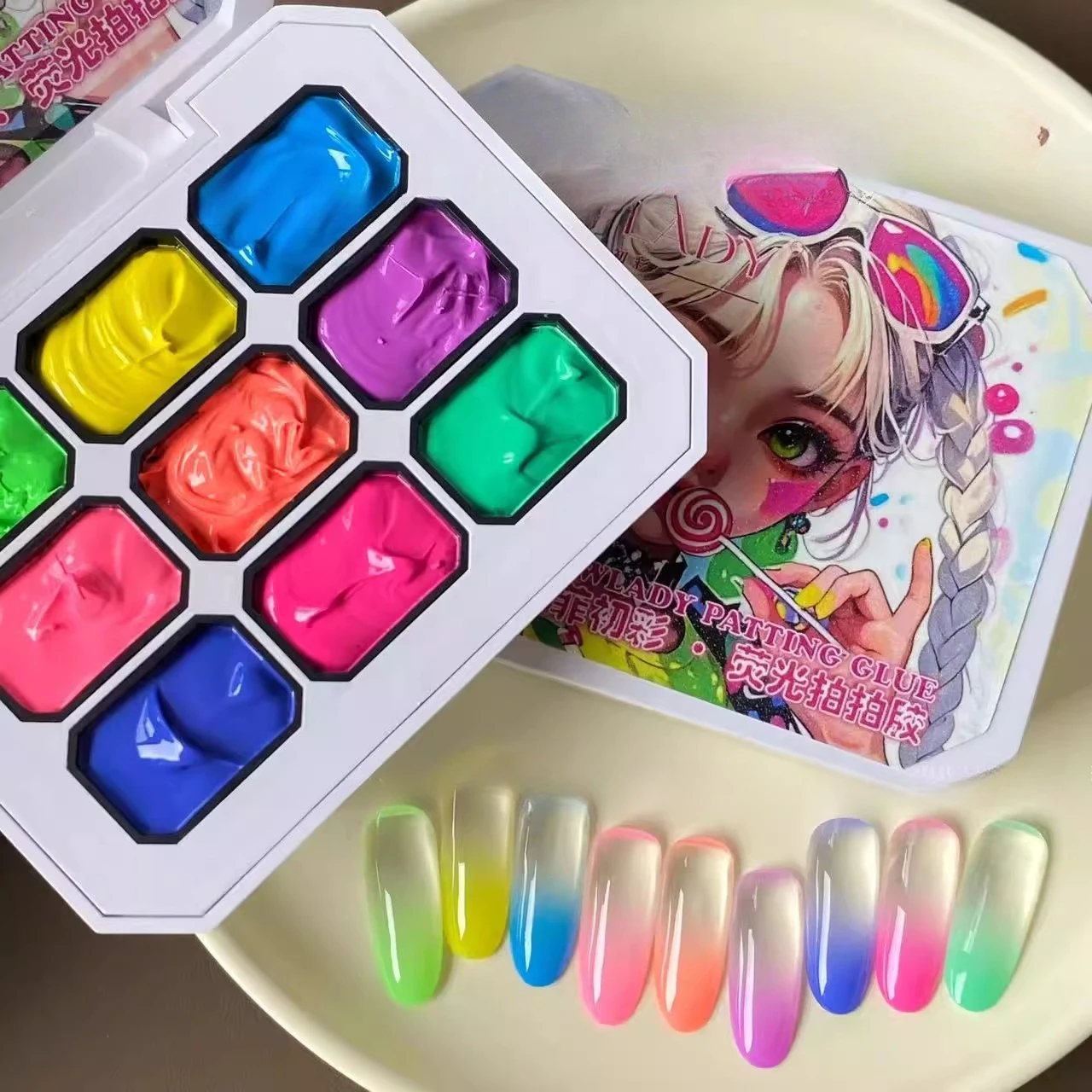 

9Colors Fluorescent Nail Art Pat Painting Nail Polish Gel Varnishes Summmer Gradient Nail Polish Soak Off UV LED For Manicure