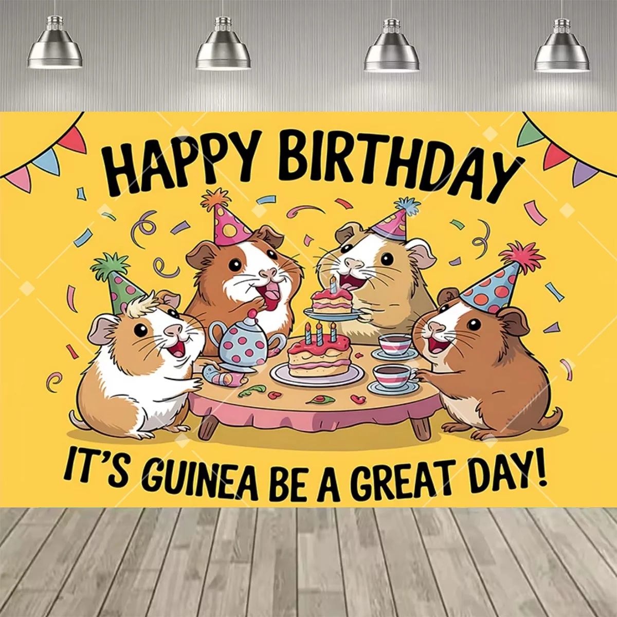 Niedliches Capybara-Meerschweinchen-Themen-Party-Hintergrundbild, Buntes Ballon-Kuchen-Druck-Banner für Kindergeburtstags-Partydekorationen, Poster – Detail 5
