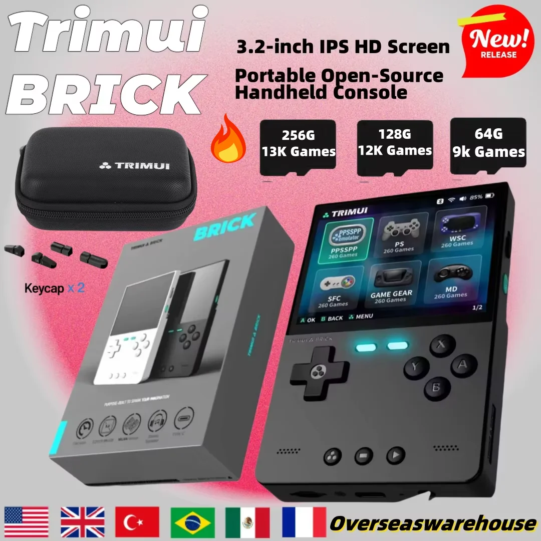 

TRIMUI BRICK Handheld Game Console Portable Open-Source Video Game Player Back Top Atmosphere Light 3.2-inch IPS HD Screen Gifts