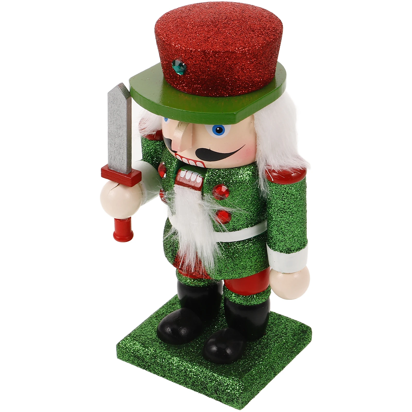 

Wooden Nutcracker Decor Christmas nament Red Green Glitter Traditional Dwarf Soldier Shelf Table Festive Atmosphere