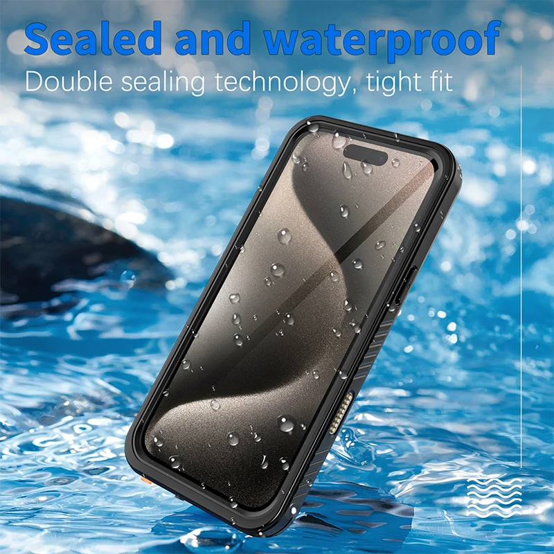 Funda sellable impermeable IP68 para iPhone 16 Series 16/16 Plus/16 Pro/16 Pro Max/16e
