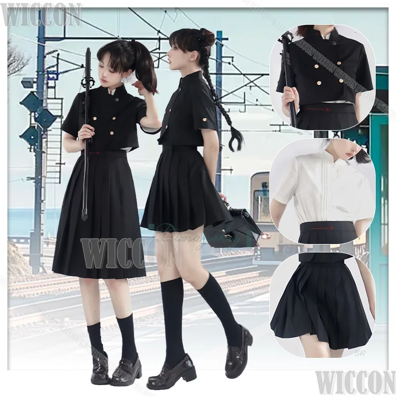 

Y2K Japanese Girl Student School Uniform Harajuku Solid Color JK Suit Coat Shirt Pleated 42-90cm Skirt Women Comic Con Roleplay