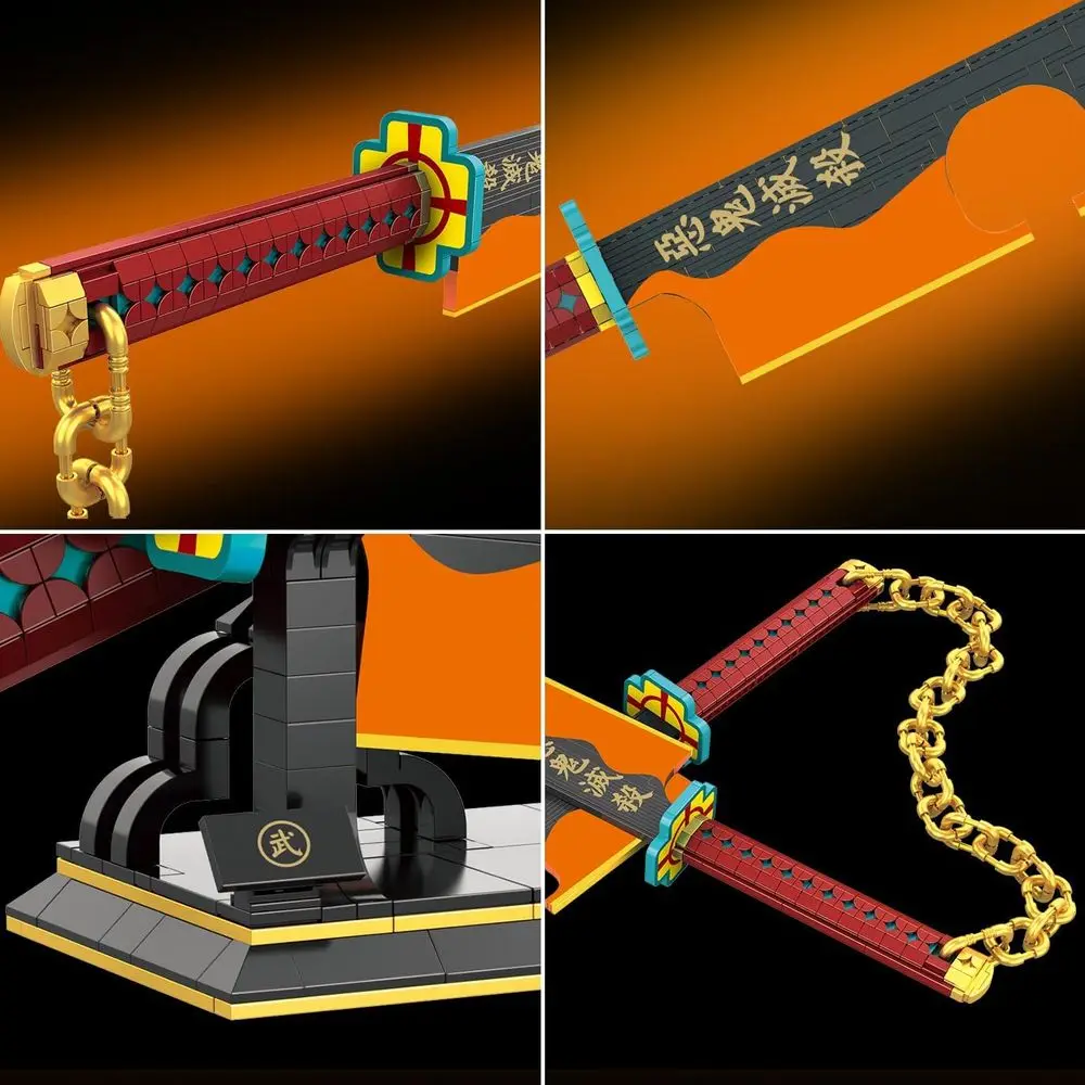 82 Kit modello di blocchi di costruzione della spada: spada da samurai con fodero e supporto - Regalo ideale per gli amanti degli anime