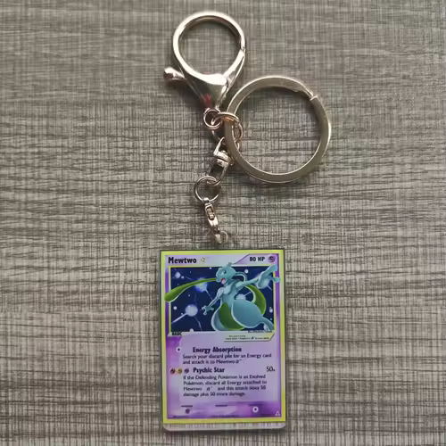 Pokemon Anime Small Card Key Chain Charizard Keychains Blastoise Venusaur Mewtwo Diy Acrylic Action Toy Figures Game Collection - Image 10