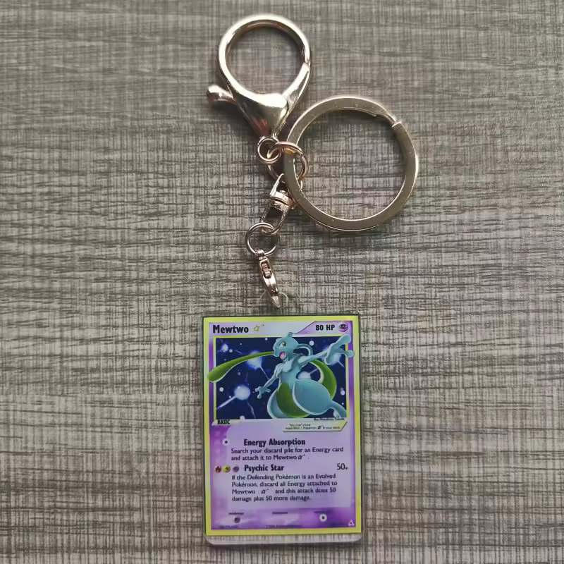 Pokemon Anime Small Card Key Chain Charizard Keychains Blastoise Venusaur Mewtwo Diy Acrylic Action Toy Figures Game Collection - Image 10