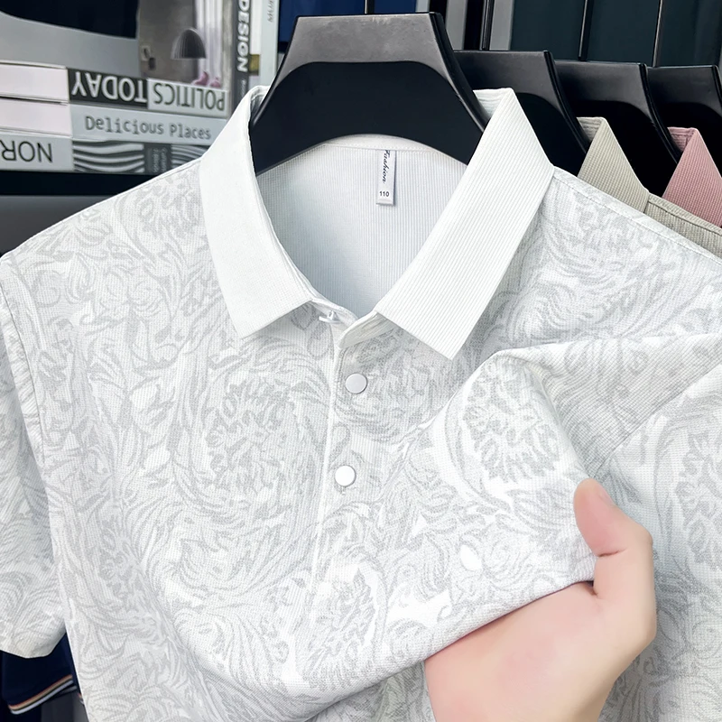 

Summer Men's Short Sleeved Polo Shirt, Business Breathable Lapel Top, Middle-aged Men's T-shirt