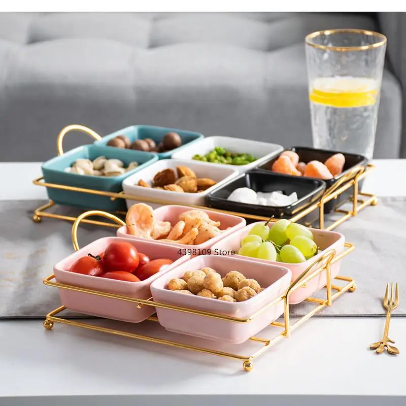 

Скандинавская тарелка с фруктами, цветная керамическая отдельная закуска, гостиная, сушеный украшение для дома, посуда