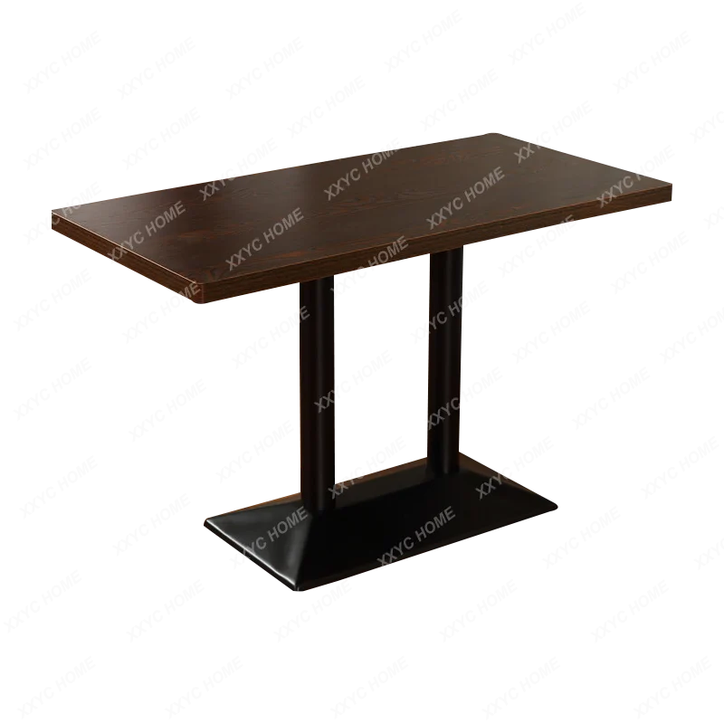 Home Coffee Shop Iron round Square Table Hotel Restaurant Small Apartment Solid Wood Table