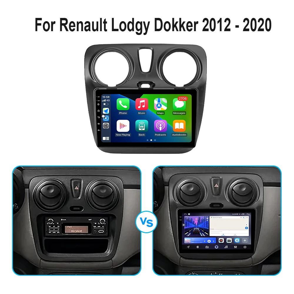 راديو وسائط متعددة لسيارة أندرويد لرينو لودجي ، دوكر ، واي فاي 4G ، GPS ، شاشة تعمل باللمس عالية الدقة ، بلوتوث ، مشغل فيديو #6