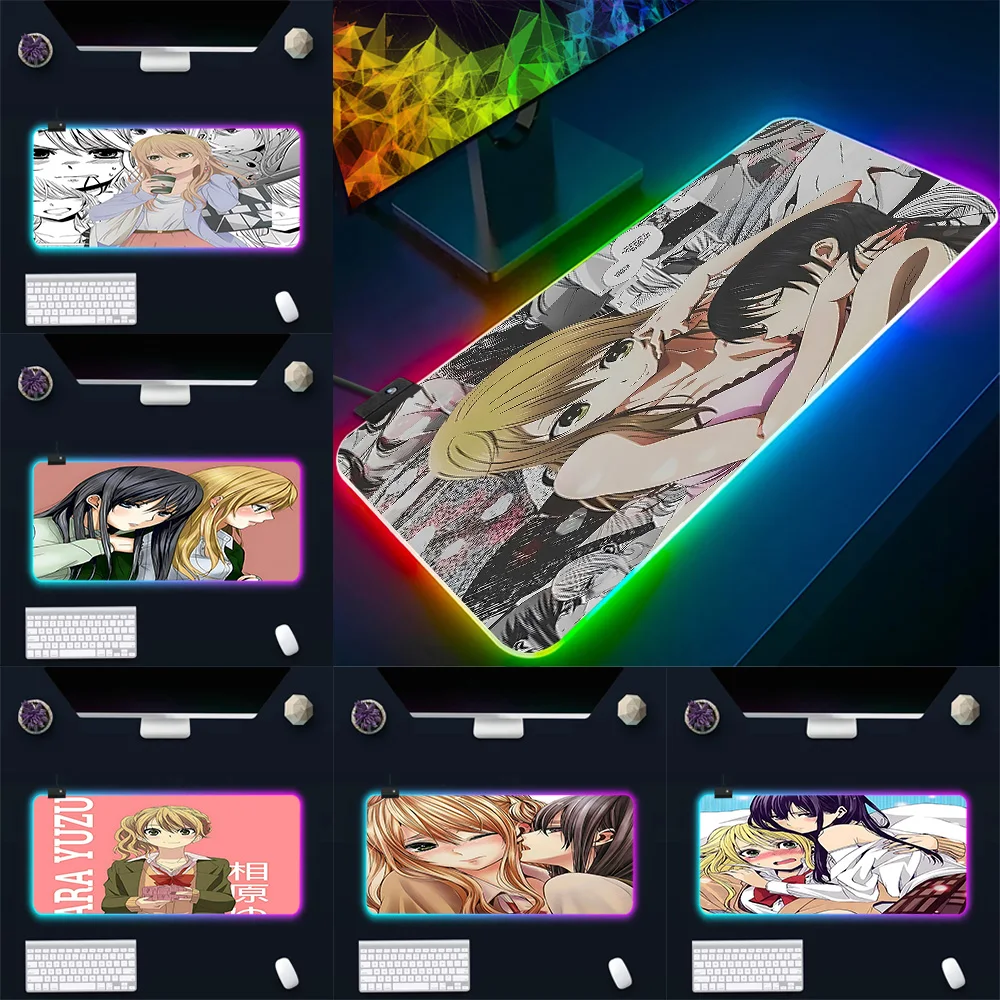 

Hot GL Anime C-Citrus RGB Pc Gamer Keyboard Mouse Pad Mousepad LED Glowing Mouse Mats Rubber Gaming Computer Mausepad
