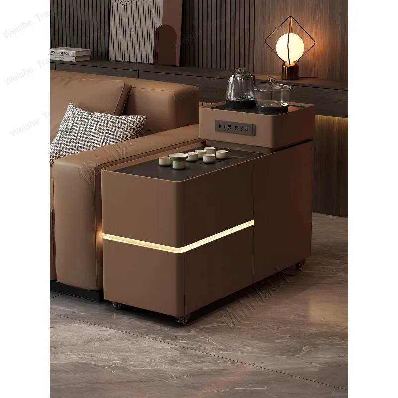 

Sofa side cabinet coffee table living room movable tea cabinet modern simple light luxury high-end balcony tea