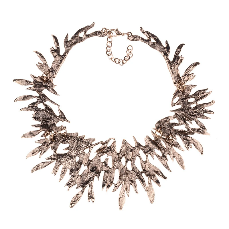 2024 New za Indian Vintage Statement Metal Choker Necklace Women Retro Punk Large Collar Big Bib Necklace Jewelry