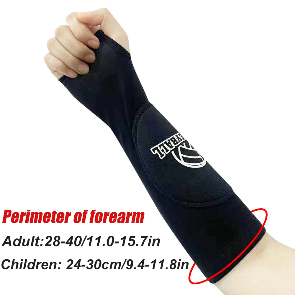 Mangas de brazo de voleibol, fundas de antebrazo con almohadillas de protección y manguitos de voleibol acolchados con orificio para el pulgar, 1 par