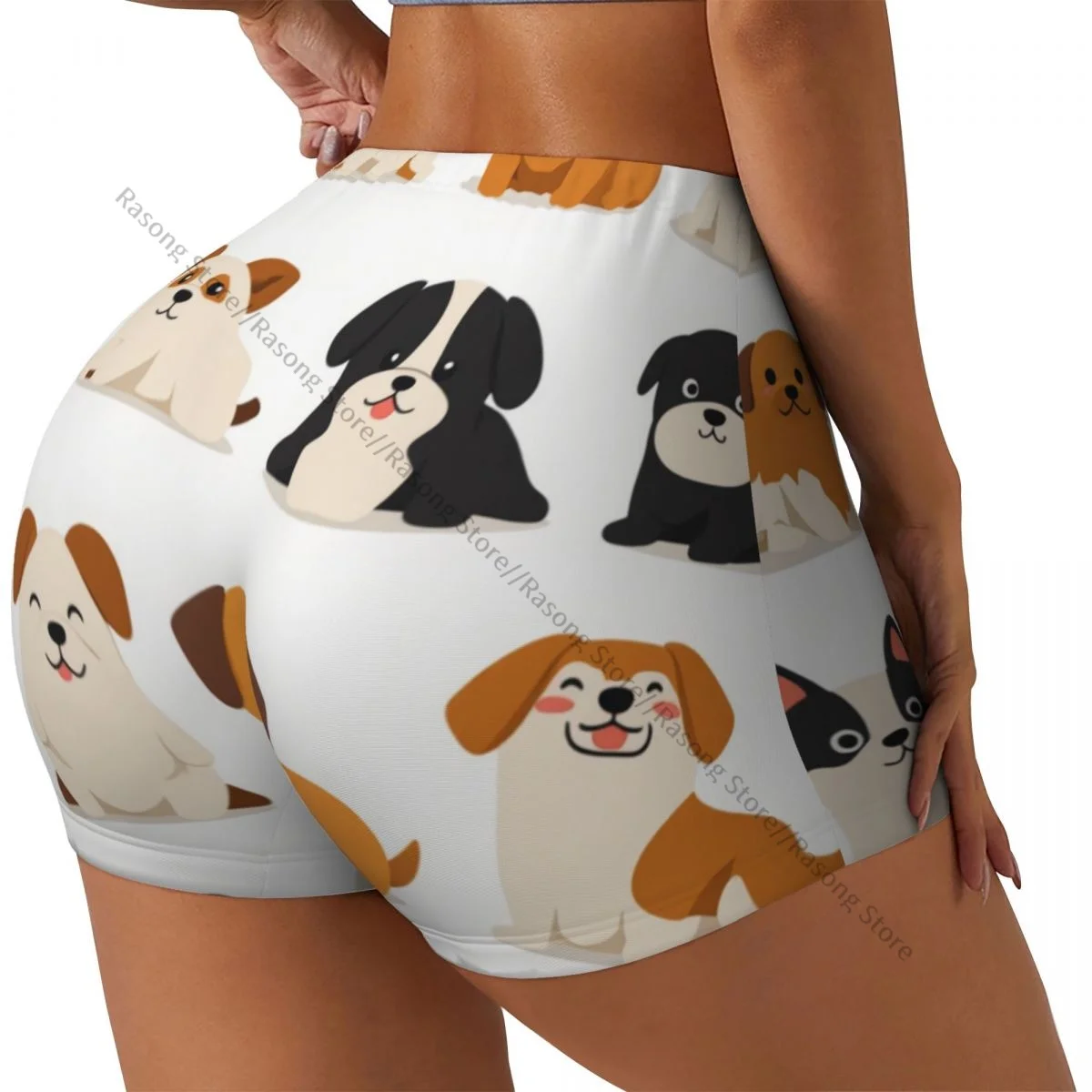 

Женские шорты для йоги с принтом милых собак, с эффектом подтяжки ягодиц, комфортные, для фитнеса и тренажерного зала