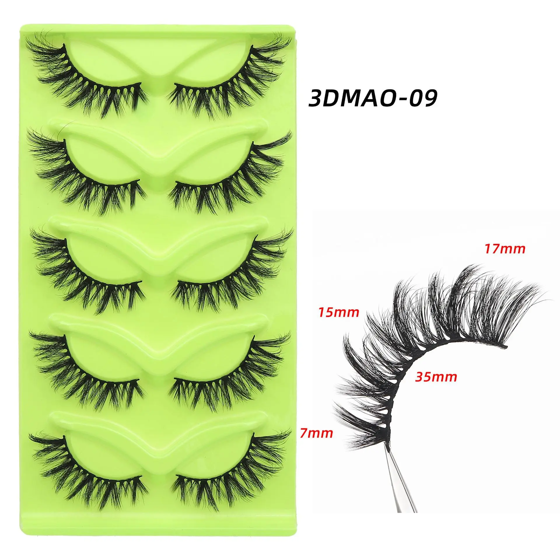 5 pares de pestañas postizas de ojo de gato, cola rizada gruesa, alargamiento de pestañas de zorro 3D, maquillaje de ojos de hada rizada de moda, mejora tu apariencia