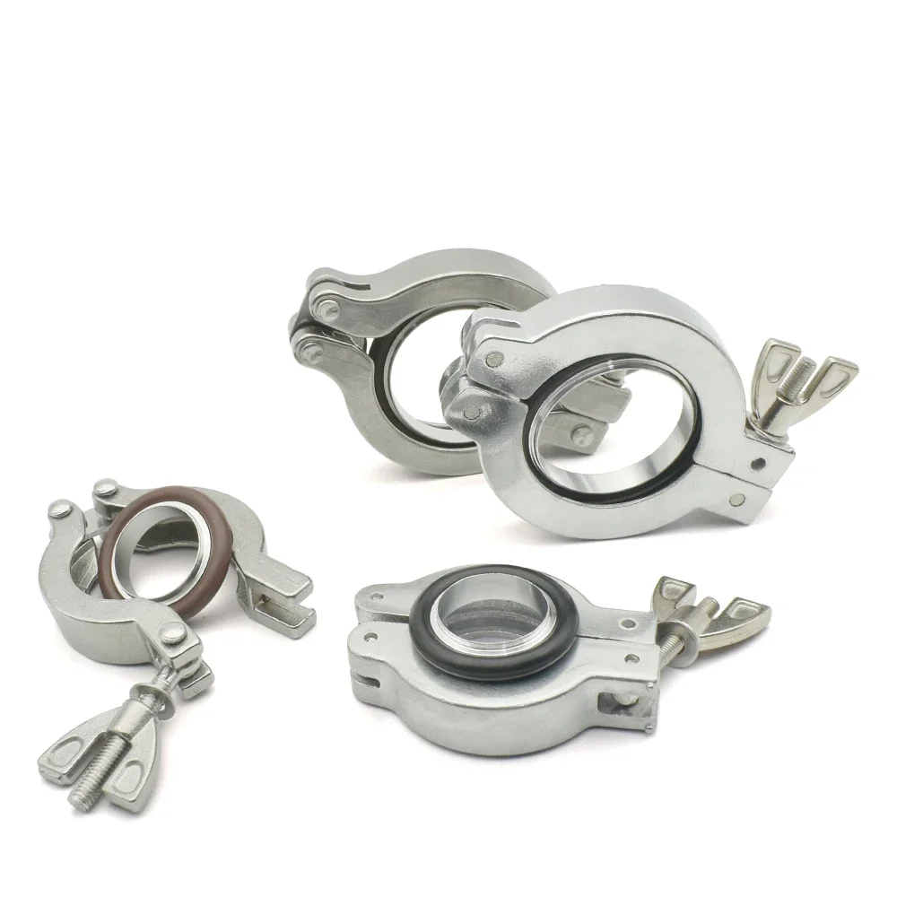 KF16, KF25, KF40, KF50 Aluminum KFVacuum Clamps, 304 Stainless Steel KF Vacuum Clamps, With Or Without Brackets+NBR/FKM O-rings