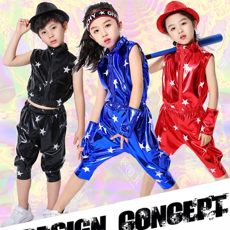 Modern Hip Hop Jazz Dance Suit for Children Performance Dance Wear Boys and Girls Jazz Dance Costumes