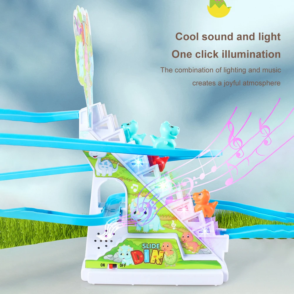 Electric Track Slide Toys Assembly Design Electric Dinosaur Stair Toy Early Education Exercise Hands On Skills for Kids Child