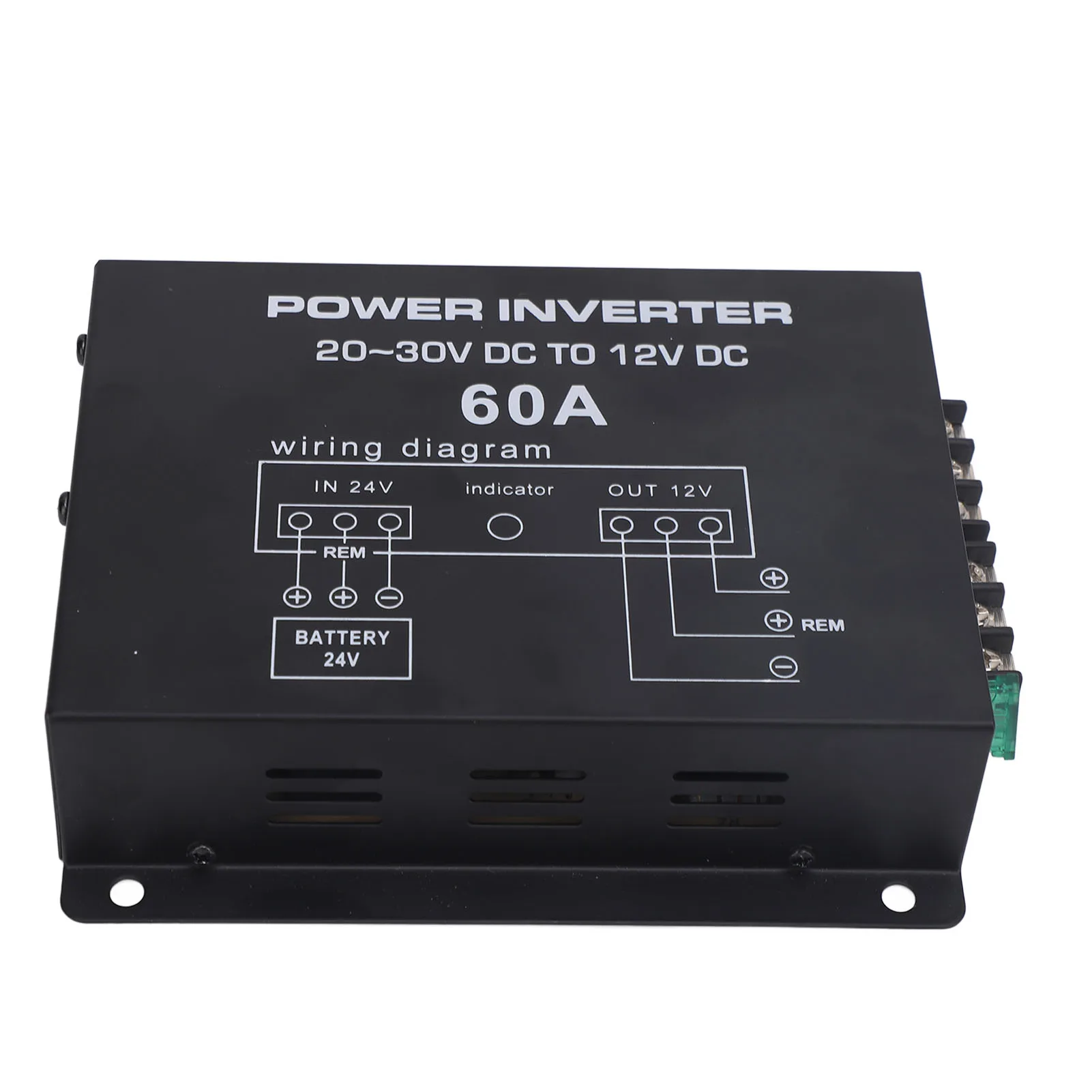 DC 24V To 12V Step Down Converter Black Dual Fans Voltage Reducer Regulator Shockproof with Temperature Control for Cars Trucks