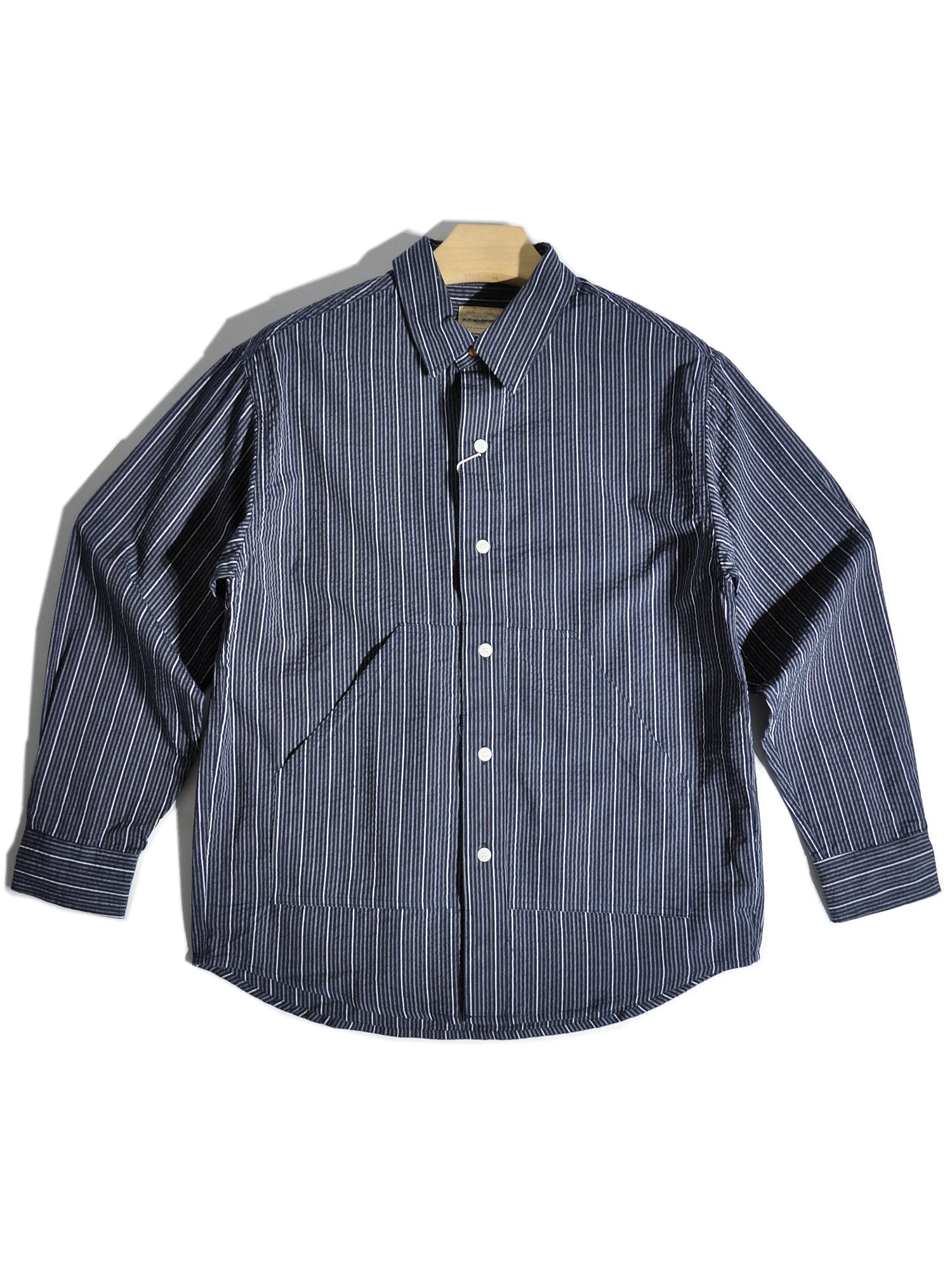 

Рубашка в японском ретро-стиле с длинным рукавом, свободного кроя, повседневная, в полоску, рабочая одежда, художественные свободные брюки, хлопковая одежда для весны и осени