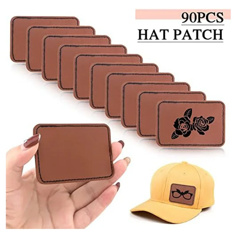 90Pcs Laser Engraving Blanks, Blank Leather Patch for Hat, Wear-, Not Easy To Fade
