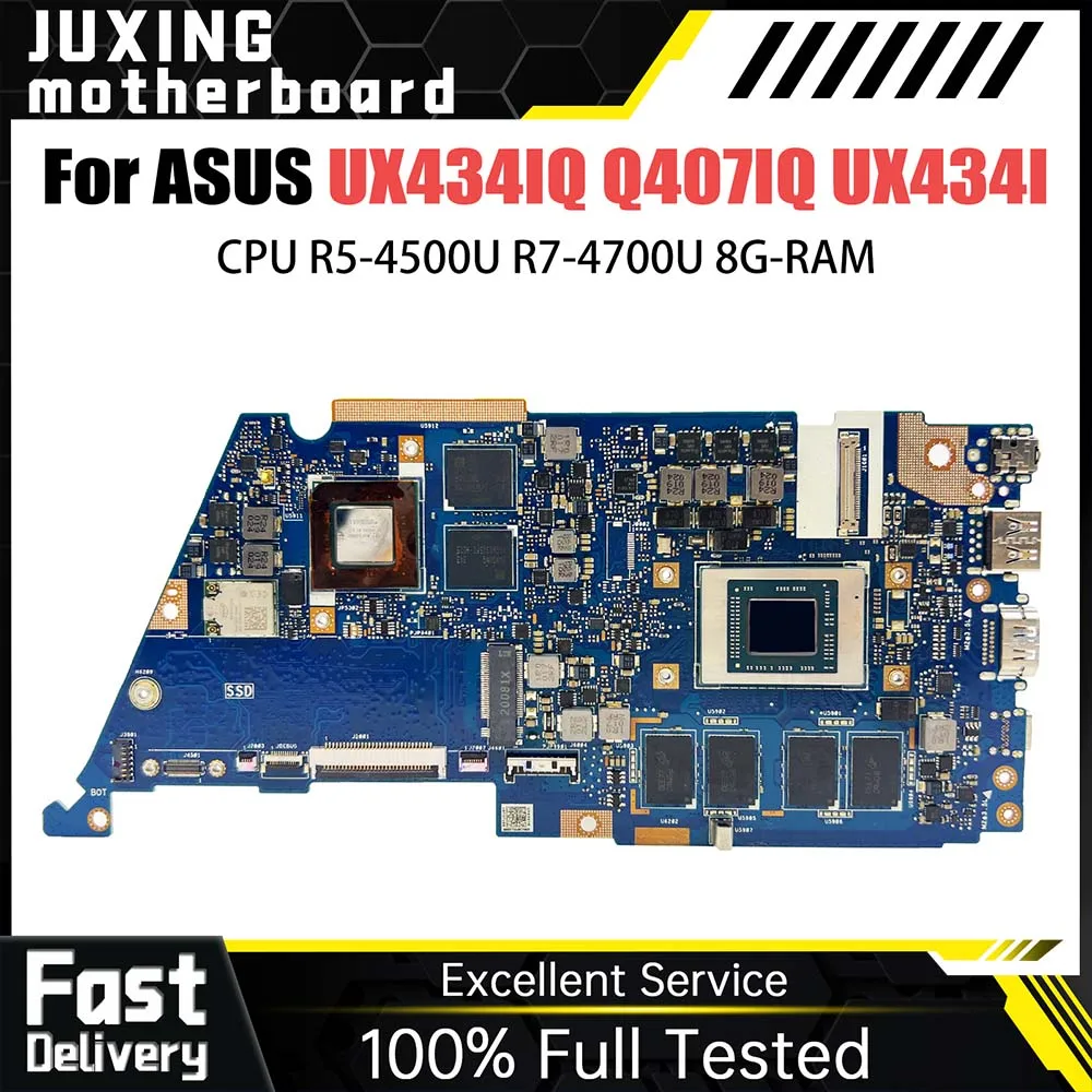 

UX434IQ Notebook Mainboard For ASUS Zenbook UX434IQ Q407IQ UX434I UX434 Laptop Motherboard CPU R5 4500U R7 4700U 8G RAM MX350