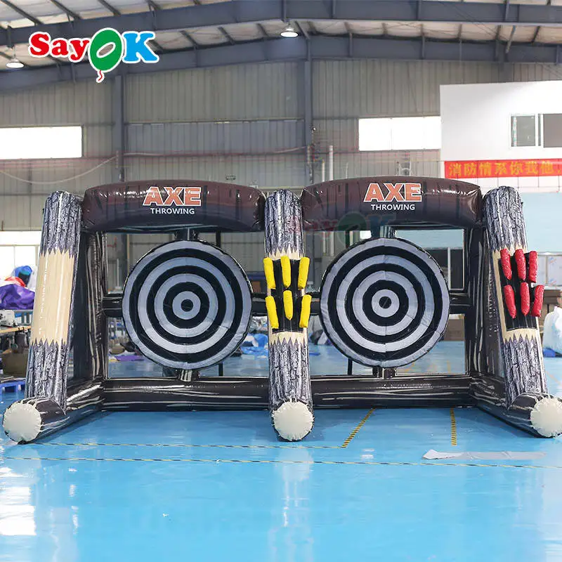 Sayok Double Axe Throwing Game PVC Inflatable Dart Board Game Shoot Dartboard for Outdoor Carnival Axe Inflatable Game for Event