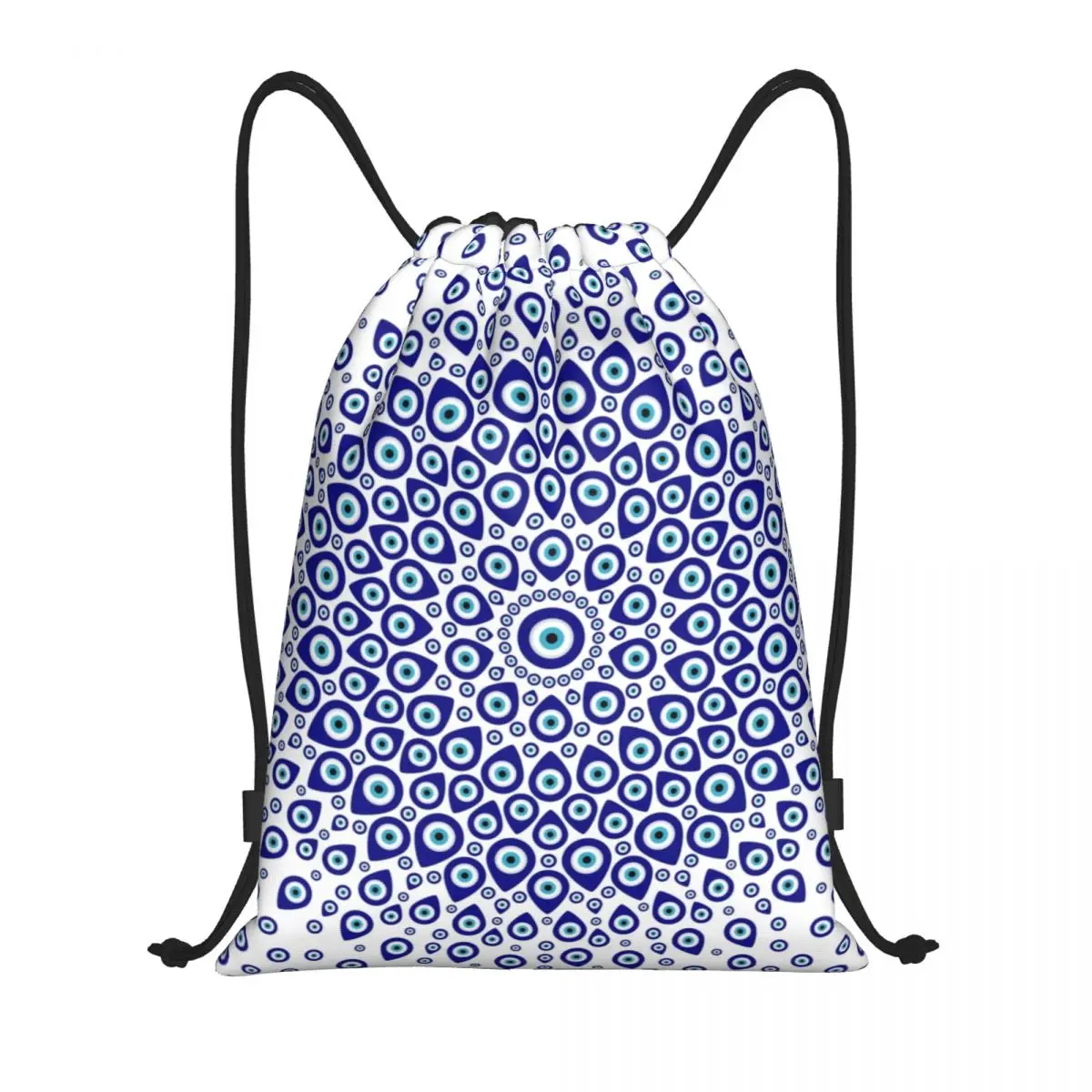 Nazar Turkish Eye Circular Ornament Drawstring Backpack Women Gym Sport Sackpack Portable Amulet Boho Hamsa Shopping Bag Sack