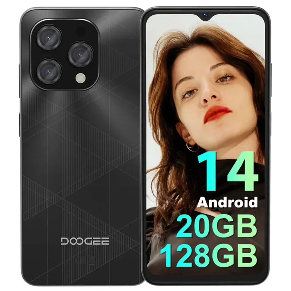 Doogee-smartphone N55 Plus, Android 14, screen water drop 90Hz 6.56, 8 GB + 128 Go, battery mAh, camera 13MP,