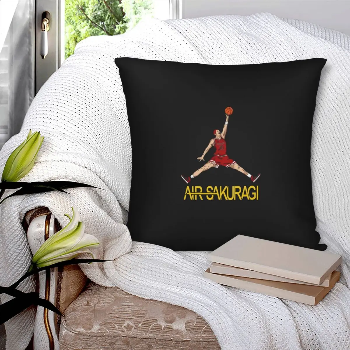 Air Sakuragi Slam Dunk Anime Square Pillowcase Polyester Pillow Cover Velvet Cushion Zip Decorative Comfort Throw Pillow For Car