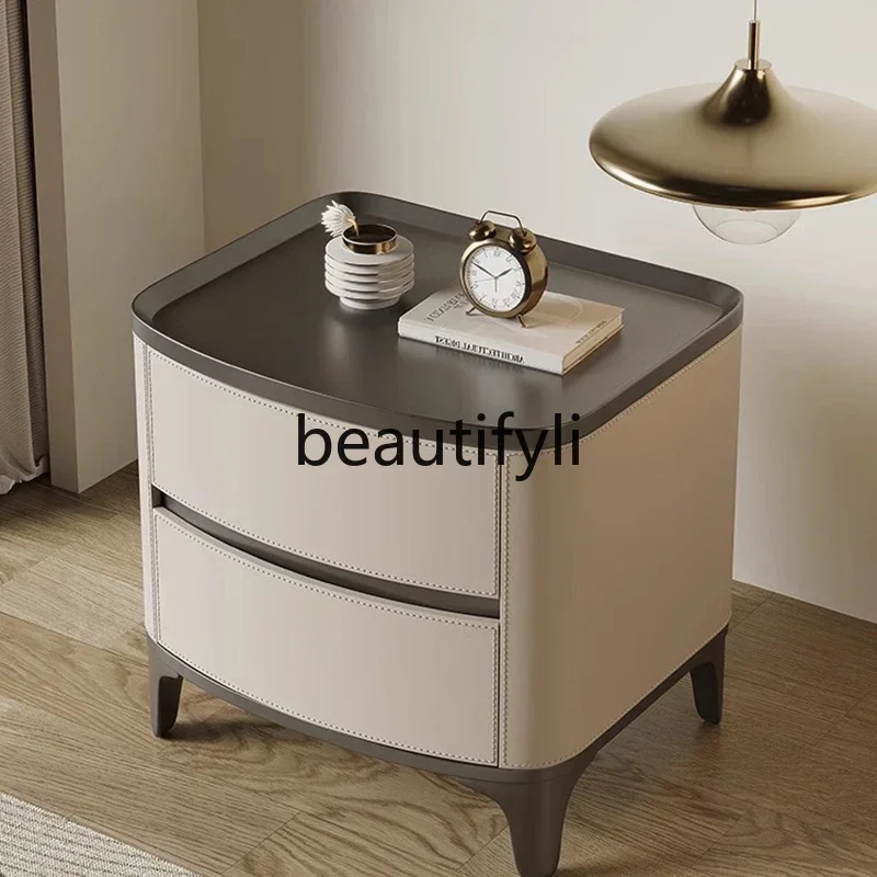 

Italian light luxury solid wood bedside table modern simple small coffee table creative bedroom household small