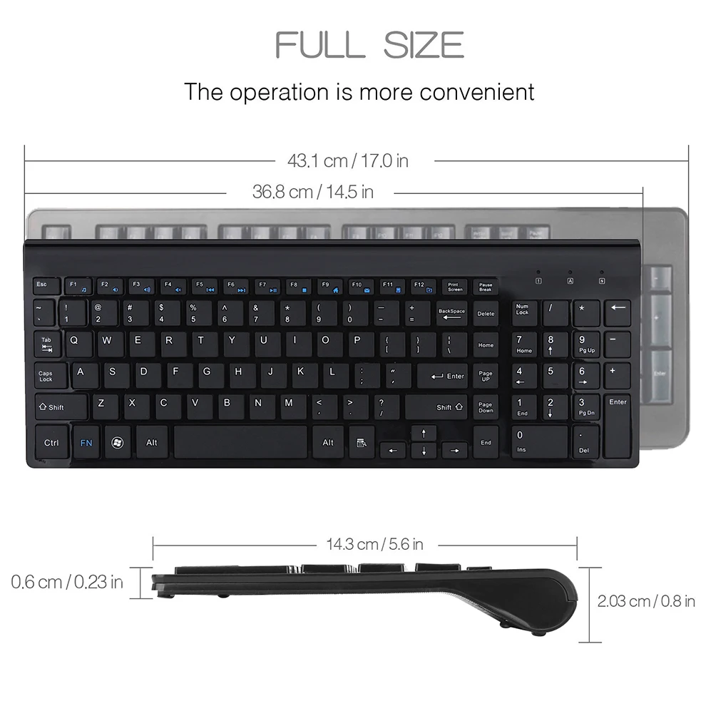 SeenDa – clavier sans fil Compact 2.4G, taille normale, Ultra-mince, avec pavé numérique, pour ordinateur de bureau, PC et portable