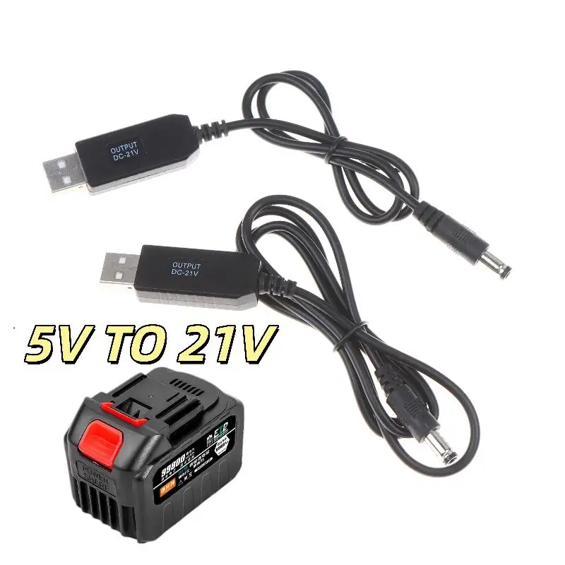 New·1/5Pcs 21V Lithium Battery Dedicated Charging Cable 5V To 21V Boost Cable DC Interface USB Adapter Cable Charger