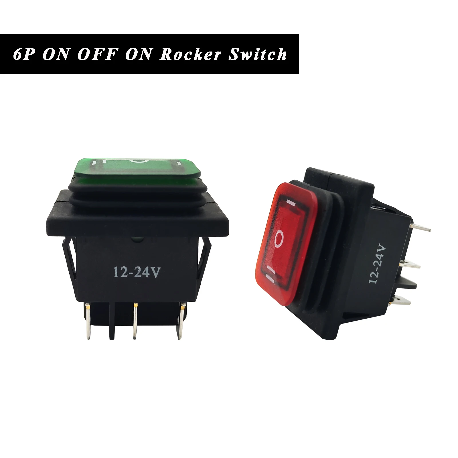 

1PC Red/Green LED Rocker Switch Toggle 6Pin 3 Way ON OFF ON DC 12V/24V For Car Marine Boat Accessories Waterproof Button