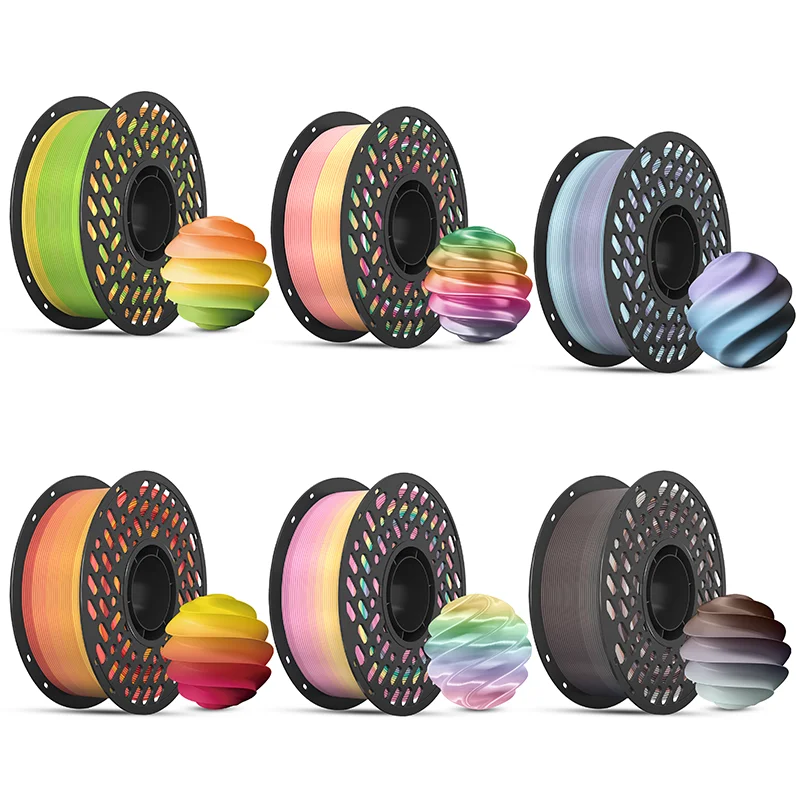 

1KG 3D Printer Filament roll 1.75mm High Precision ±0.03mm Strong Layer Adhesion Silk Rainbow PLA 3D Printer Filament