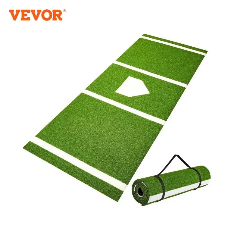 VEVOR 10FT Baseball Softball Hitting Batting Mat Indoor/Outdoor Mat Lined & Foam Backing Anti-Slip Anti-Fade Green