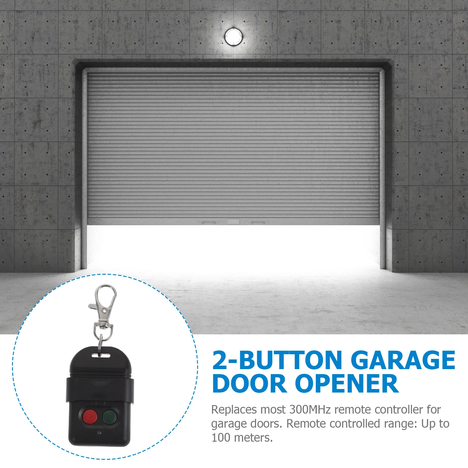 Ouvre-porte de garage, télécommande à 2 boutons, 300mhz, porte-clés, télécommande de porte de garage, Compatible avec le contrôle industriel électrique