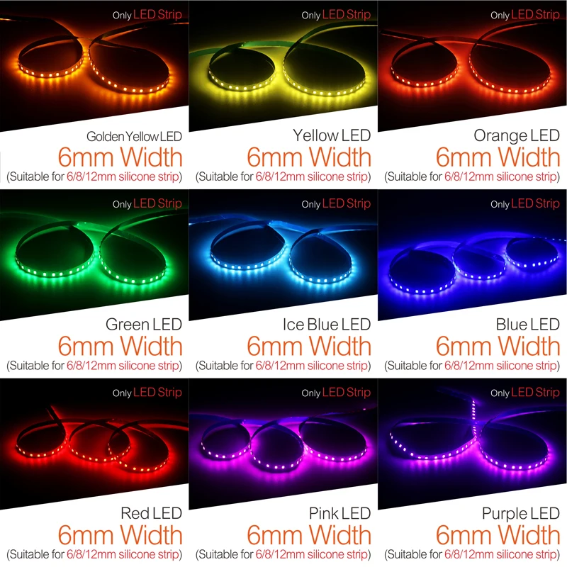 6mm Width S Shape Tape Light DC5-12V 2835 LED Strip 5m 120LED/m WhiteRedBlue. DIY Neon Sign Letter Flexible Foldable String Lamp