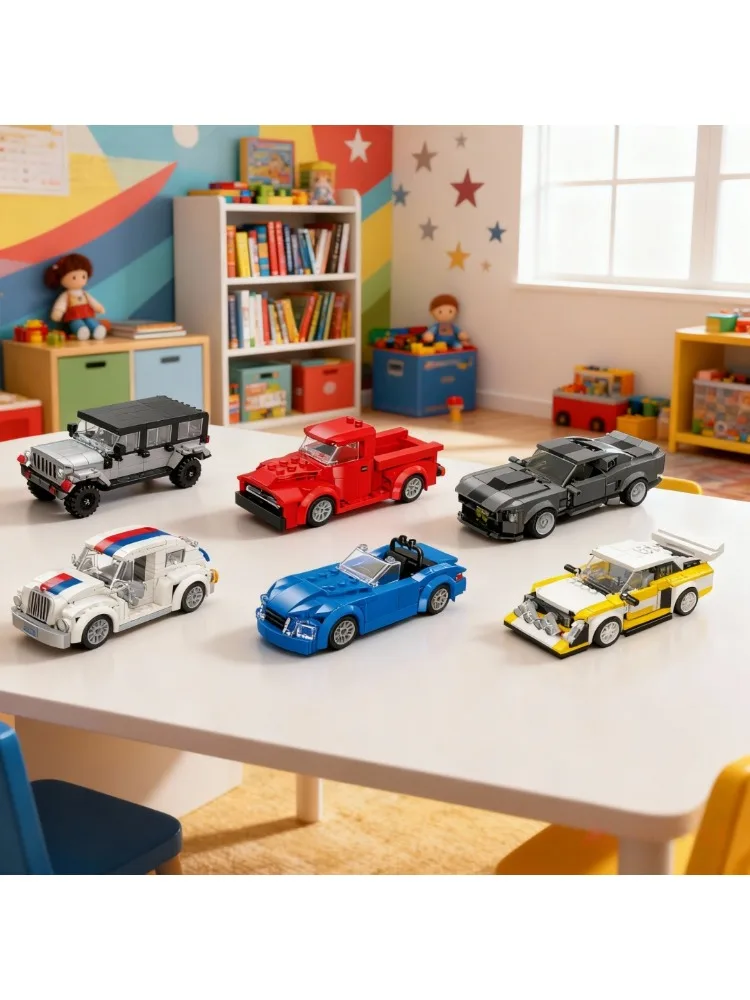 Knew Built Sportrennwagen-Bausteine: DIY STEM Rennfahrzeug-Set, Langlebige Bausteine, Perfektes Kreatives Geschenk für Erwachsene