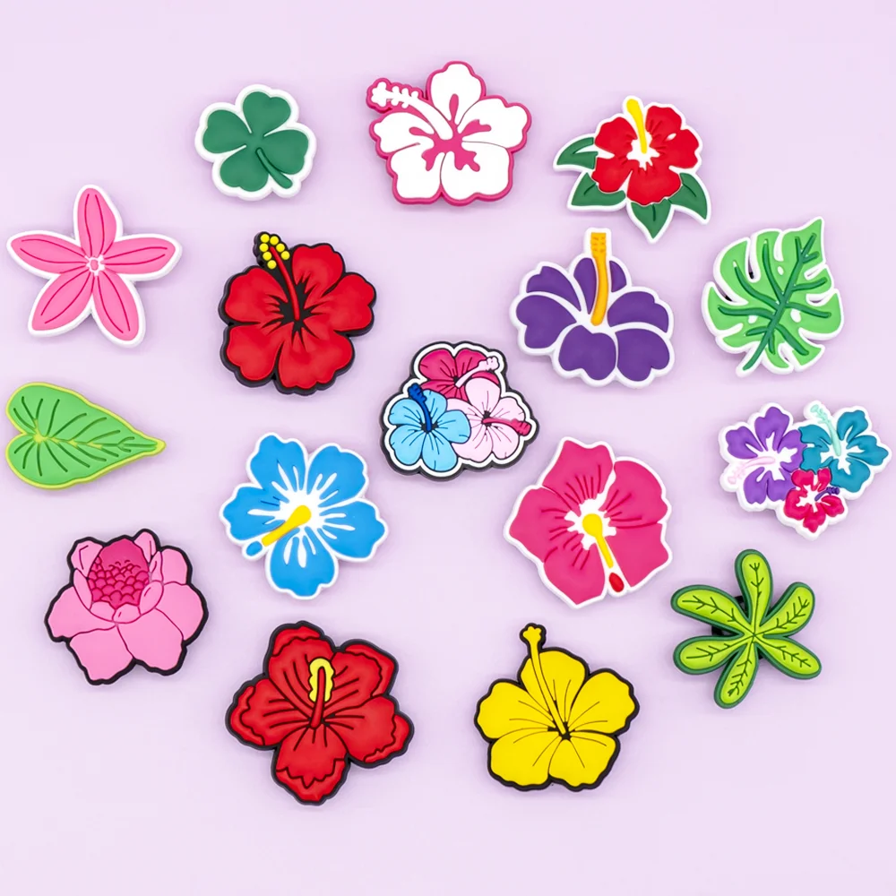 1/16PCS Plant Fresh Flower Shoe Charms for Girls,Leaf Sunflower Pins for Shoe Decoration, Sandals Clogs Buckle Accessories