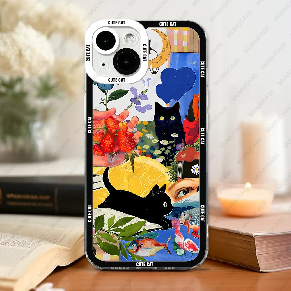 Cute and funny cat collage Phone Case For iPhone 16 15 14 13 Pro Max 12 Mini 11 XS X XR SE 7 8 Plus Soft Cover