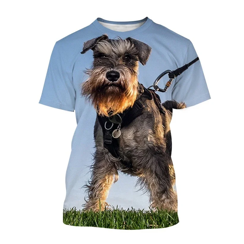 Animal Schnauzer Puppy 3D Print T-shirt Summer Men Woman Casual Cute Dog T Shirts Streetwear Kids Harajuku Tees Top Man Clothing