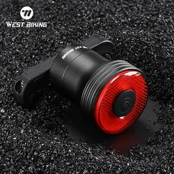 WEST BIKING Bicycle Smart Brake Rear Light Alumimum Alloy IPX6 Taillights Rechargable Auto Start Bike Tail Safety Flash Light