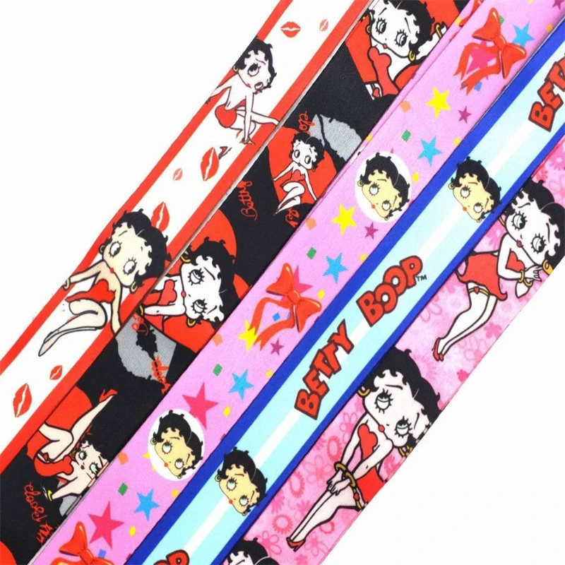 Betty Boop cartoon anime cute personality long mobile phone strap, chest card camera lanyard, key work ID trendy neck strap