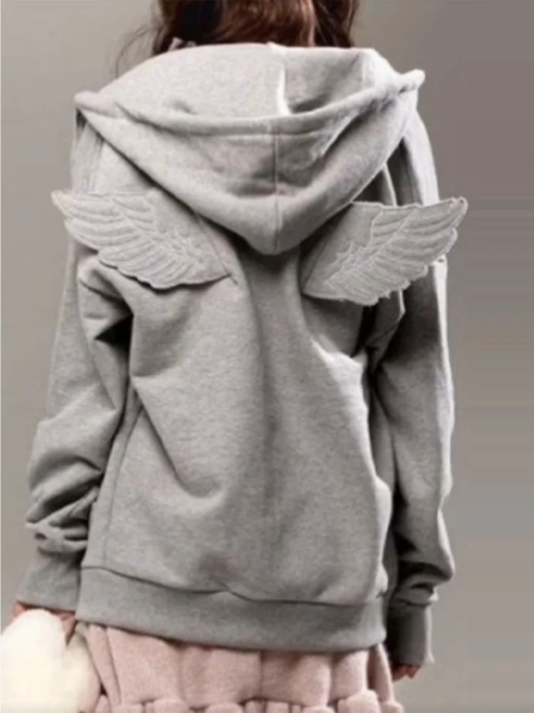 

Stylish Charming Sweatshirt Chic Designers 3d Angel Wings Hooded Women Tops Spring Parties Female Trendy Casual Hoodies